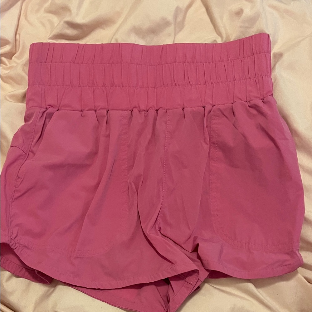 Pink High-Waisted Athletic Shorts